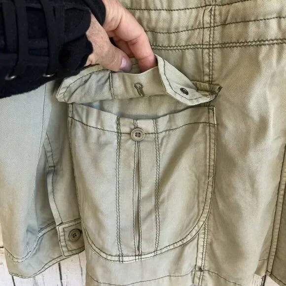 Marrakech Anthropologie Womens Utility Cargo Jacket Size L Green Grunge Lyocell - Picture 14 of 14